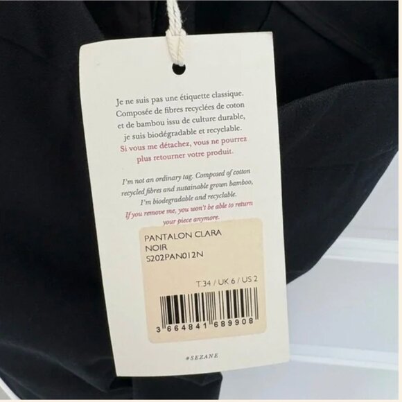 NWT Sezane Clara Pants US 2 FR 34 - Picture 5 of 6